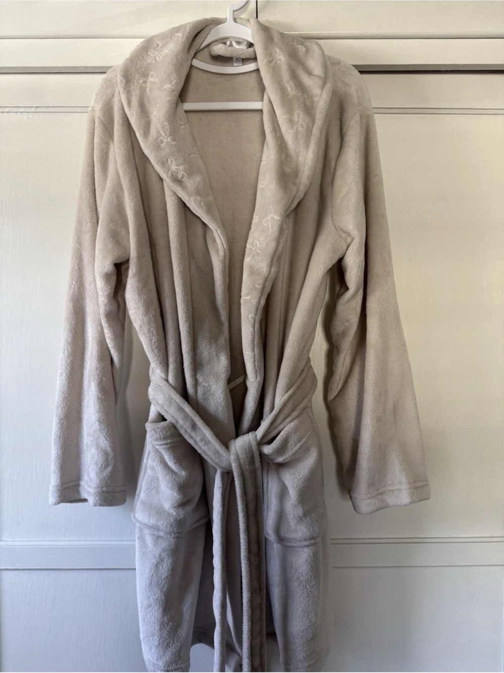 Better Life Cozy Women's Hooded Robe Coat in Light Beige Sz L